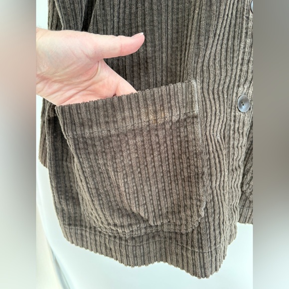 Flax Brown Oversized Corduroy Jacket with Front Pockets - Picture 5 of 5